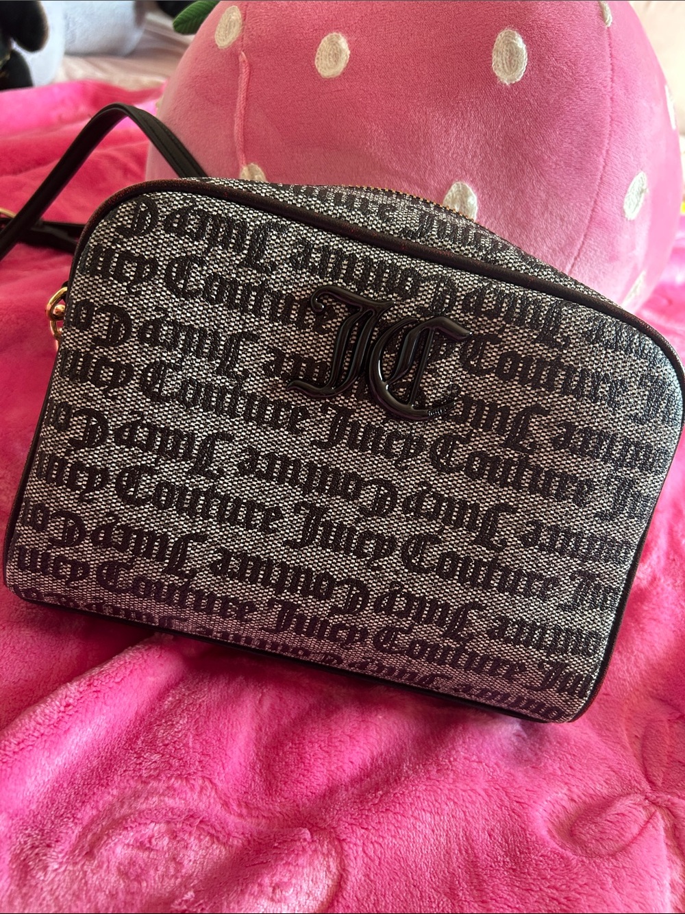 Juicy Couture Black and Silver Logo Crossbody Bag